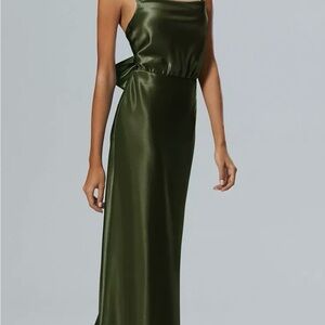 Elegant AW Bridal Lettice Dress Olive Green Satin Size 6